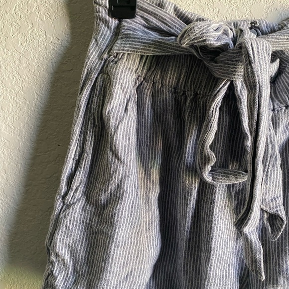 Abercrombie and Fitch Linen Blend Striped Crop Top Tie Waist Shorts Set Size L - Picture 6 of 14